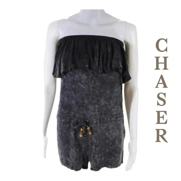 Chaser Womens Ruffled Elastic Off Shoulder Drawstring
Romper Gray Size M - Picture 1 of 10